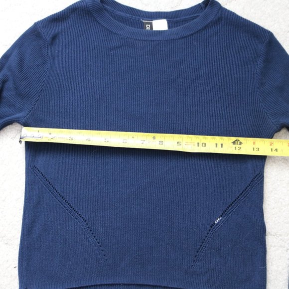 Navy Long Sleeve Crop Top Size XS - Picture 3 of 6